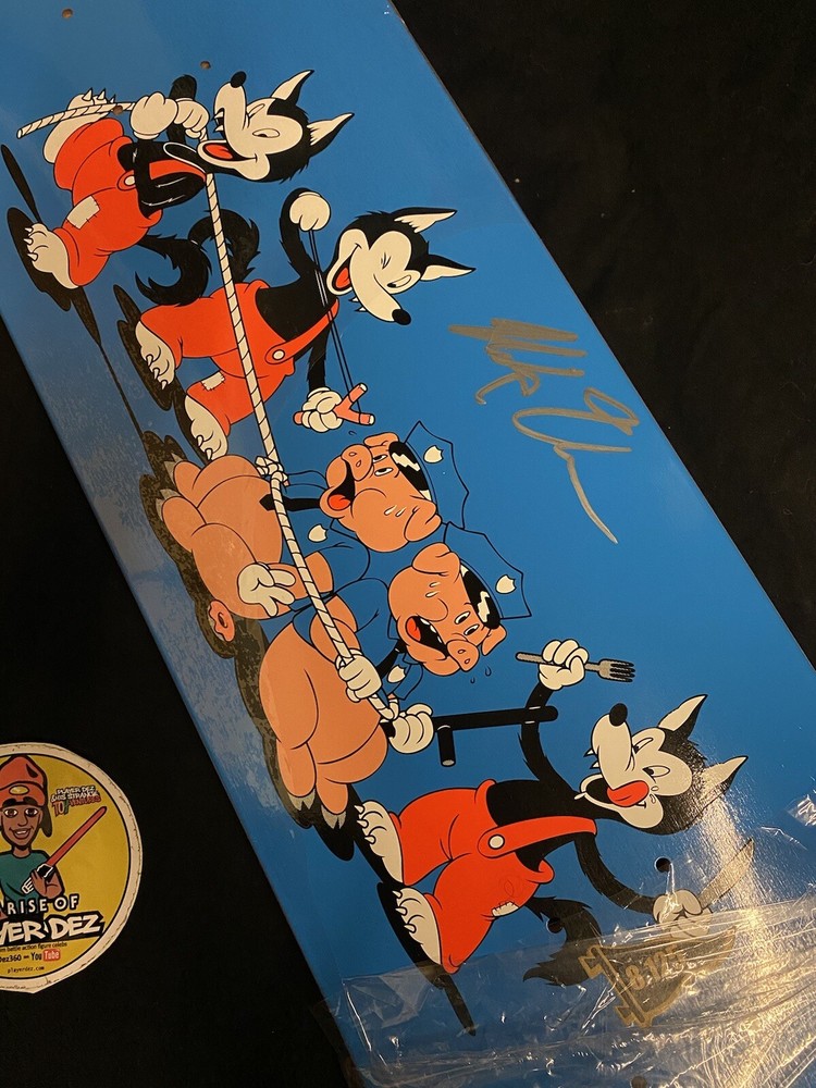 RARE SIGNED Primitive Nick Tucker Skateboard Deck Pro Model Wolf Pigs Cops AUTO