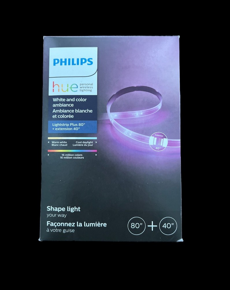 Phillips Hue LightStrip Plus Dimmable LED Smart Light 80” Plus 40” Extension