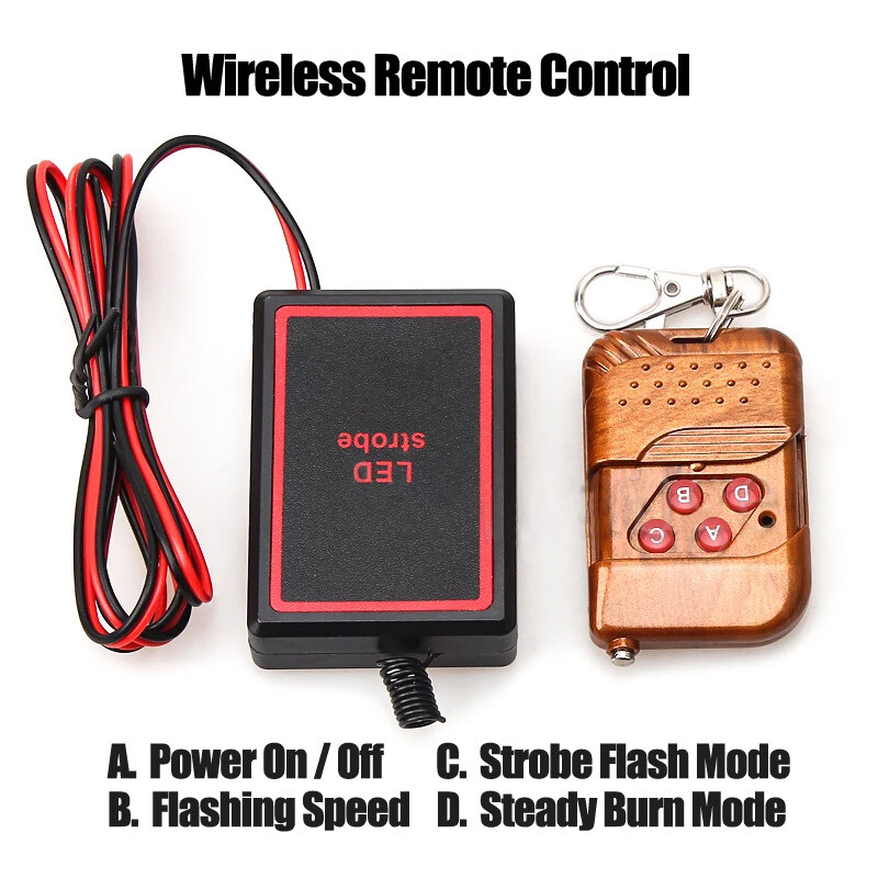 4x Car Front Grille LED Emergency Strobe Flash Warning Light Remote Control Kits