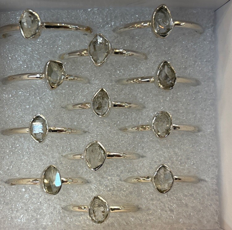 sterling silver stackable ring Size 5 Herkimer Diamond Raw