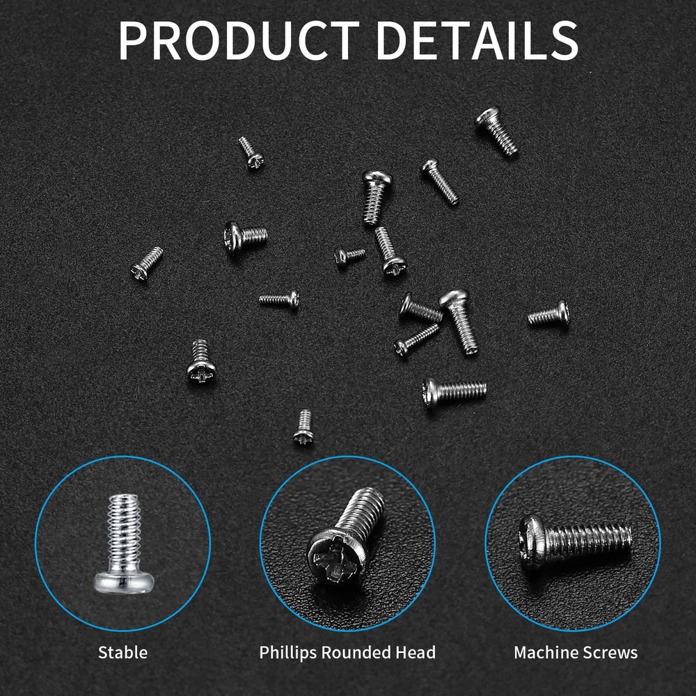 woshilaoDS 800Pcs Tiny Screws for Electronics, Micro Small Pan M1.6, Silver