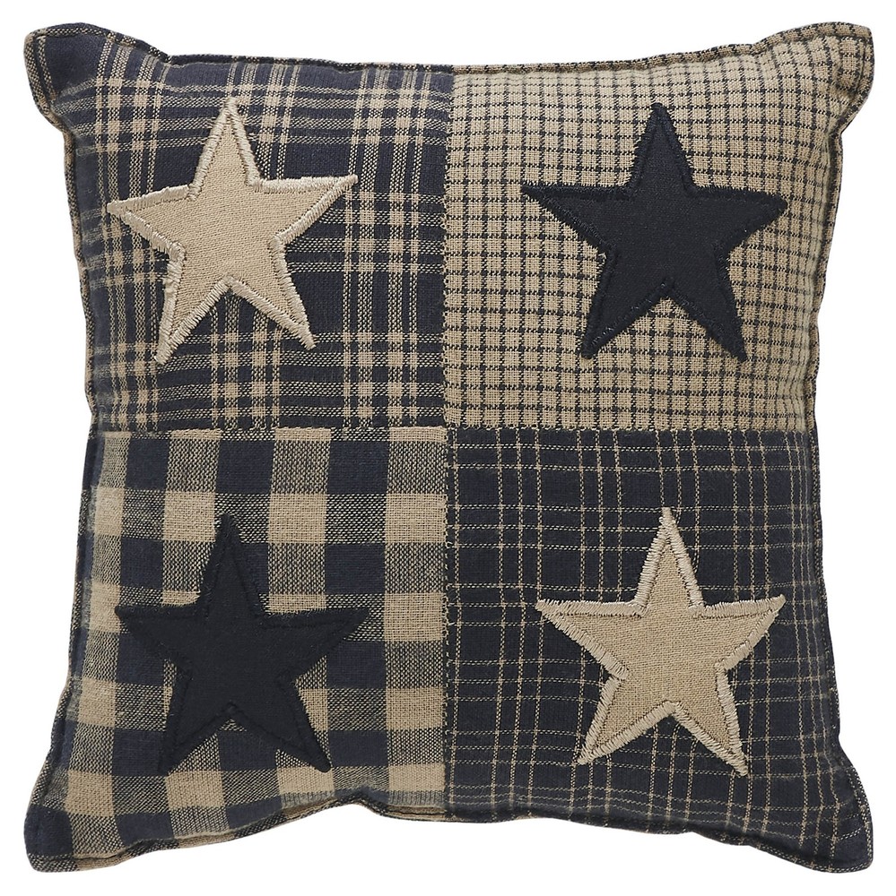 VHC Brands Black Check Star Pillow 6x6