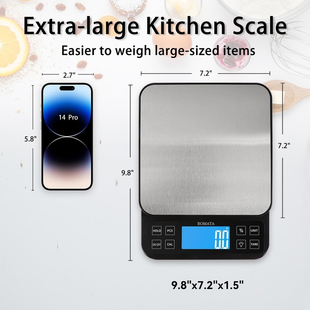 Bakery Scale, 5kg/11lb, % Percentage Function, LCD Backlight