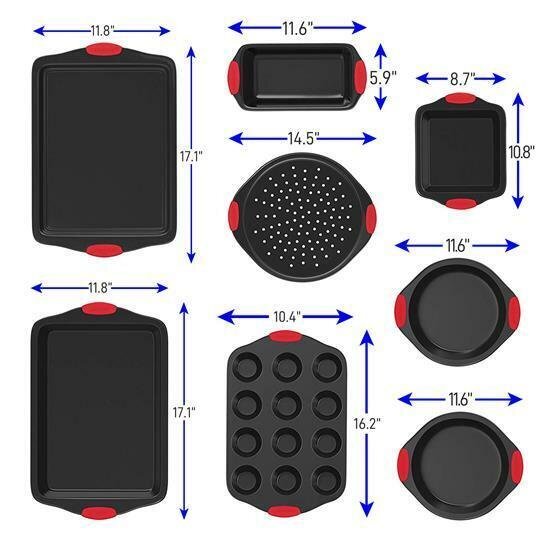Nutrichef Steel Nonstick Bakeware, 8 Piece Set, Black Set NCSBS8S