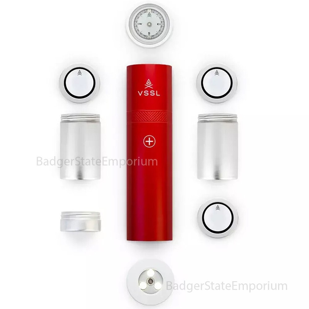 VSSL First Aid Stash Kit Aluminum +Storage Tins Flashlight Compass LED SOS Light