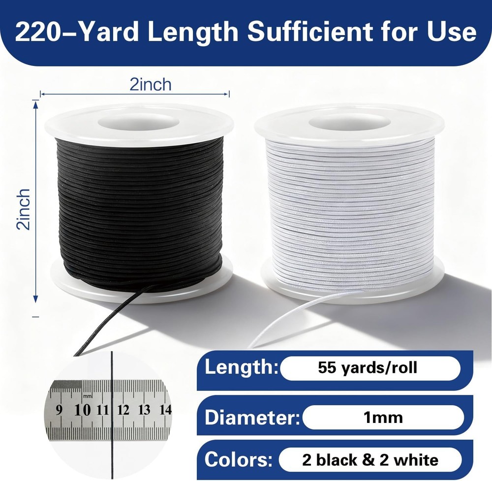 220 Yards Stretchy Bracelet String, 1mm Elastic String for Bracelets