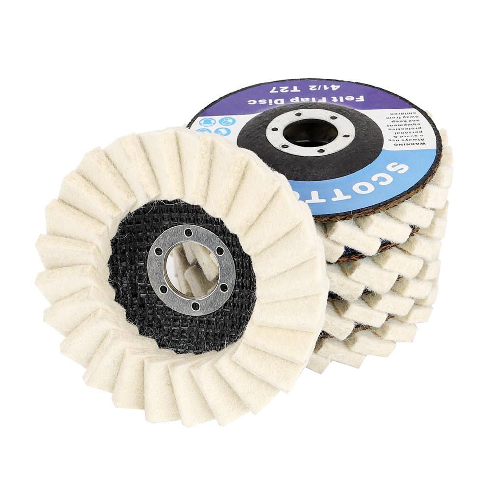 SCOTTCHEN 4.5" Wool Felt Flap Polishing Disc 5 Pack