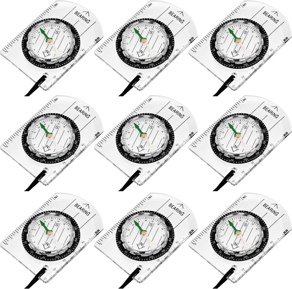 9 Pieces Orienteering Compass Hiking Backpacking Camping Compass Map Reading
