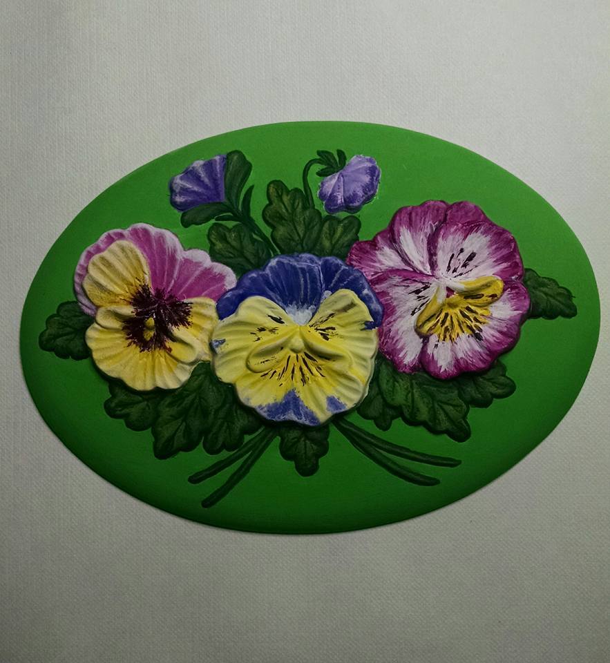 DONA'S INSERT PANSY CERAMIC BISQUE  READY TO PAINT