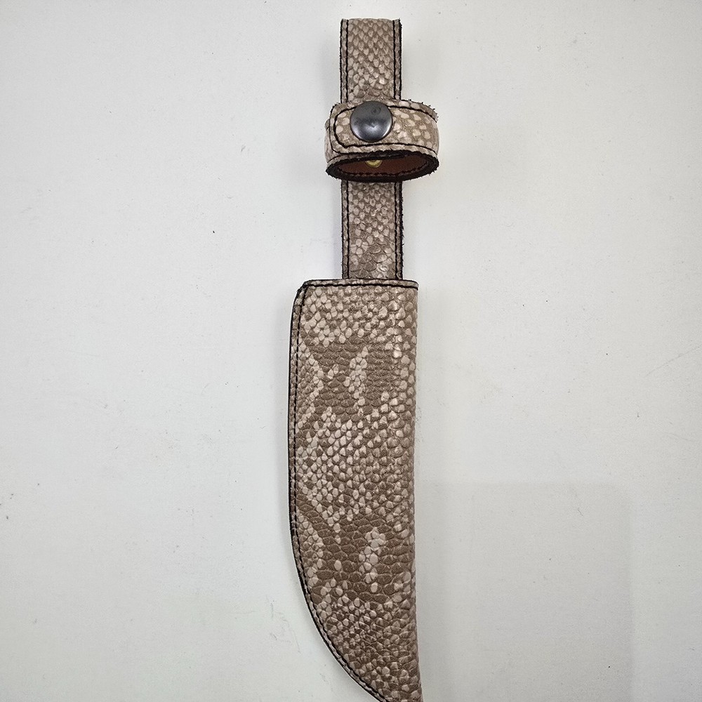 Buck Knives 119 Sheath Right Pull Faux Beige python skin leather sheath only