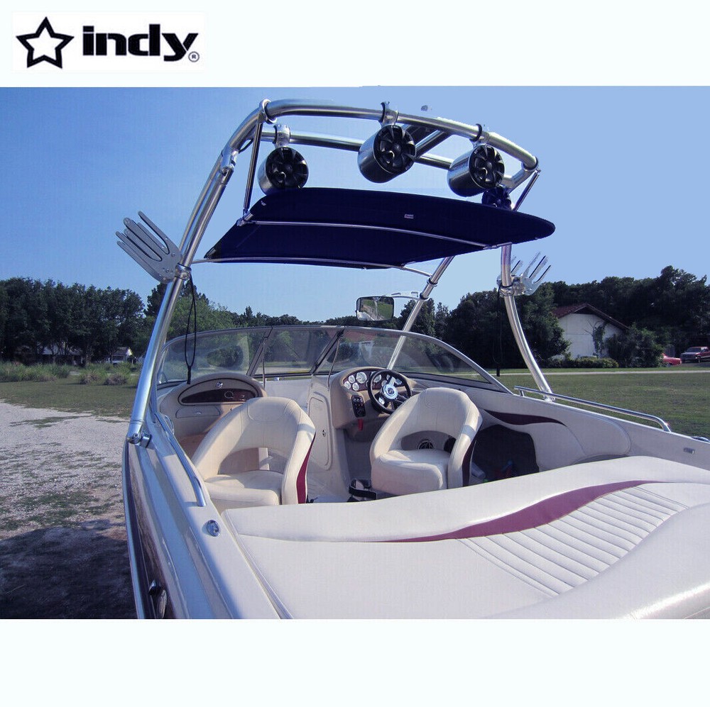 INDY Liquid Flat Wakeboard Tower Bimini 1350V Black Canopy + 1 Pair Bimini Rack