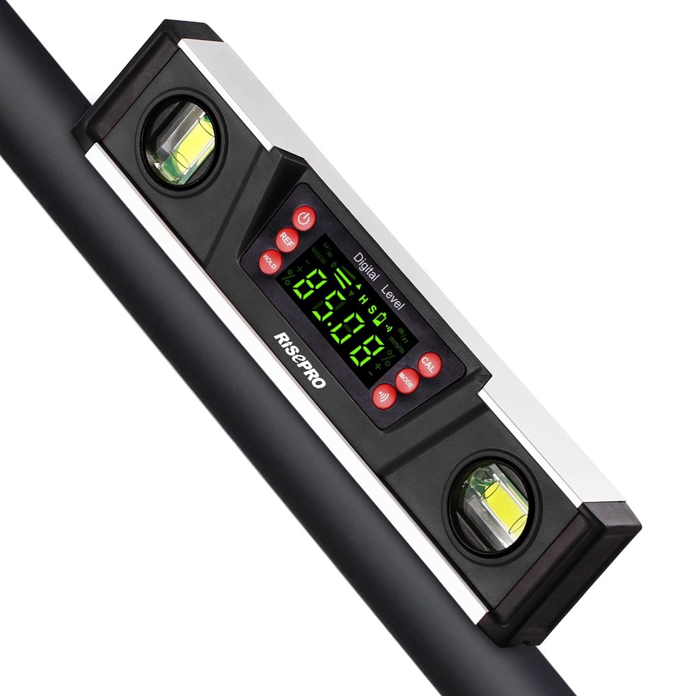 Digital Magnetic Level and Protractor - RISEPRO 10 Inches IP54 Protected Elec...