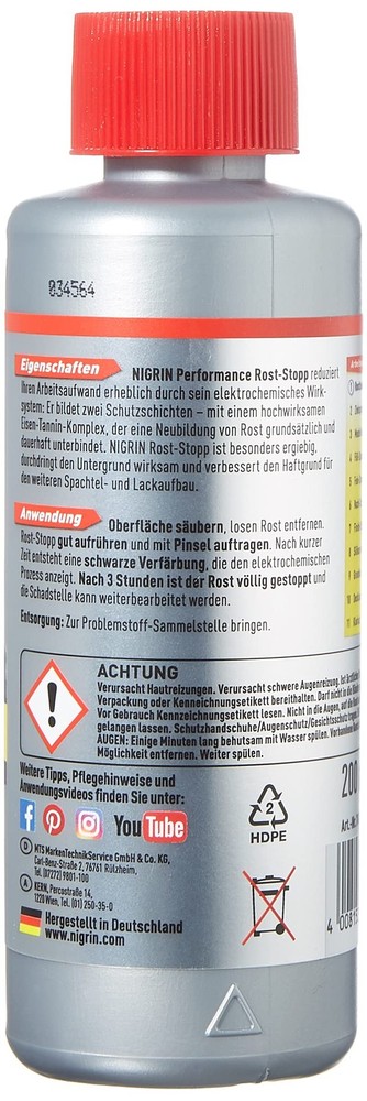 Rust Stop, 200 ml, Tanin Based Corrosion Protection, Long Lasting Rust Protection