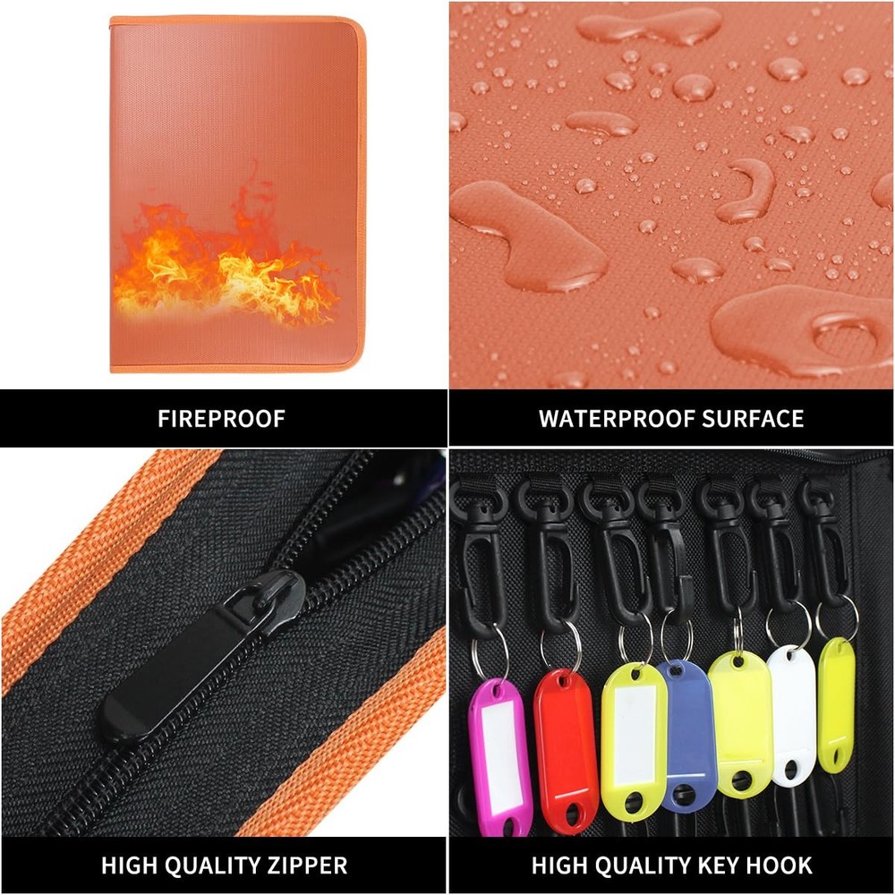Zippered Key Organizer Case Waterproof and Fireproof Key Binder with 60 Hooks...