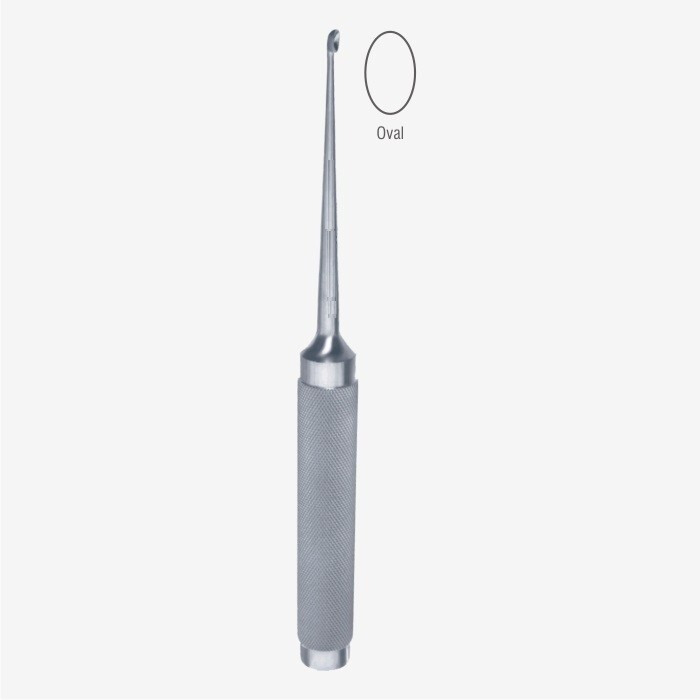 Spinal Curette, 10", Straight, Oval Cup, Size: 000
