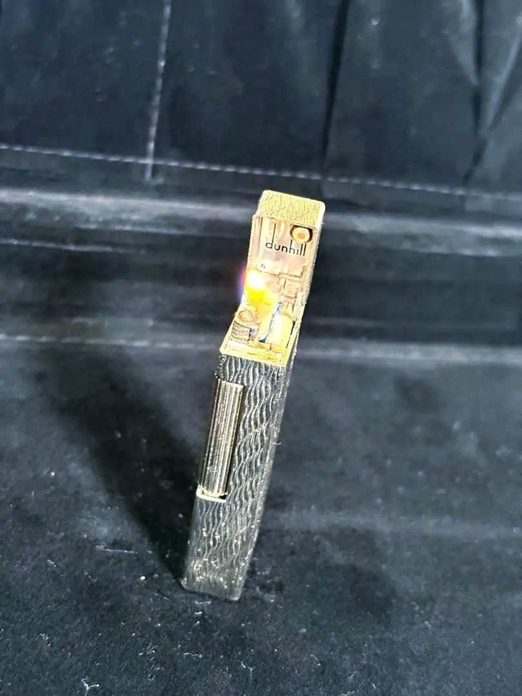 VINTAGE Dunhill Silver Gas Lighter Wave Pattern Serviced Working Japan