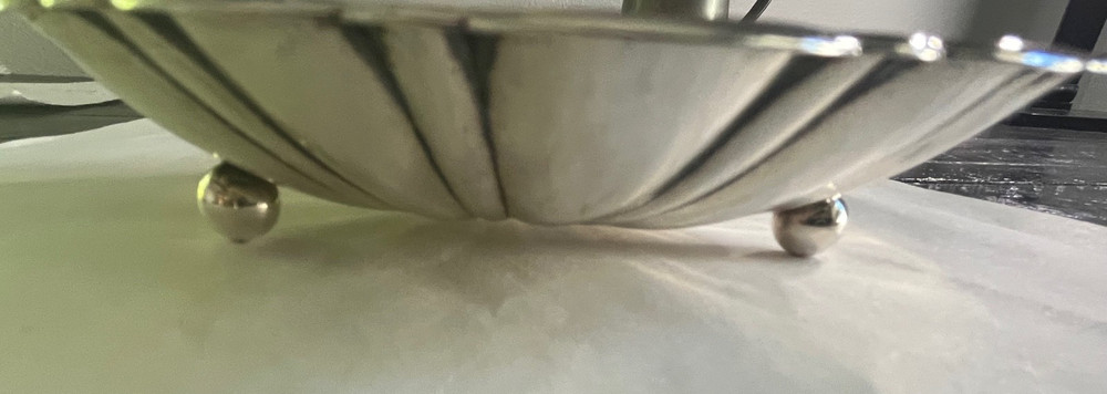 STERLING SILVER FOOTED SCALLOP SHELL BOWL
