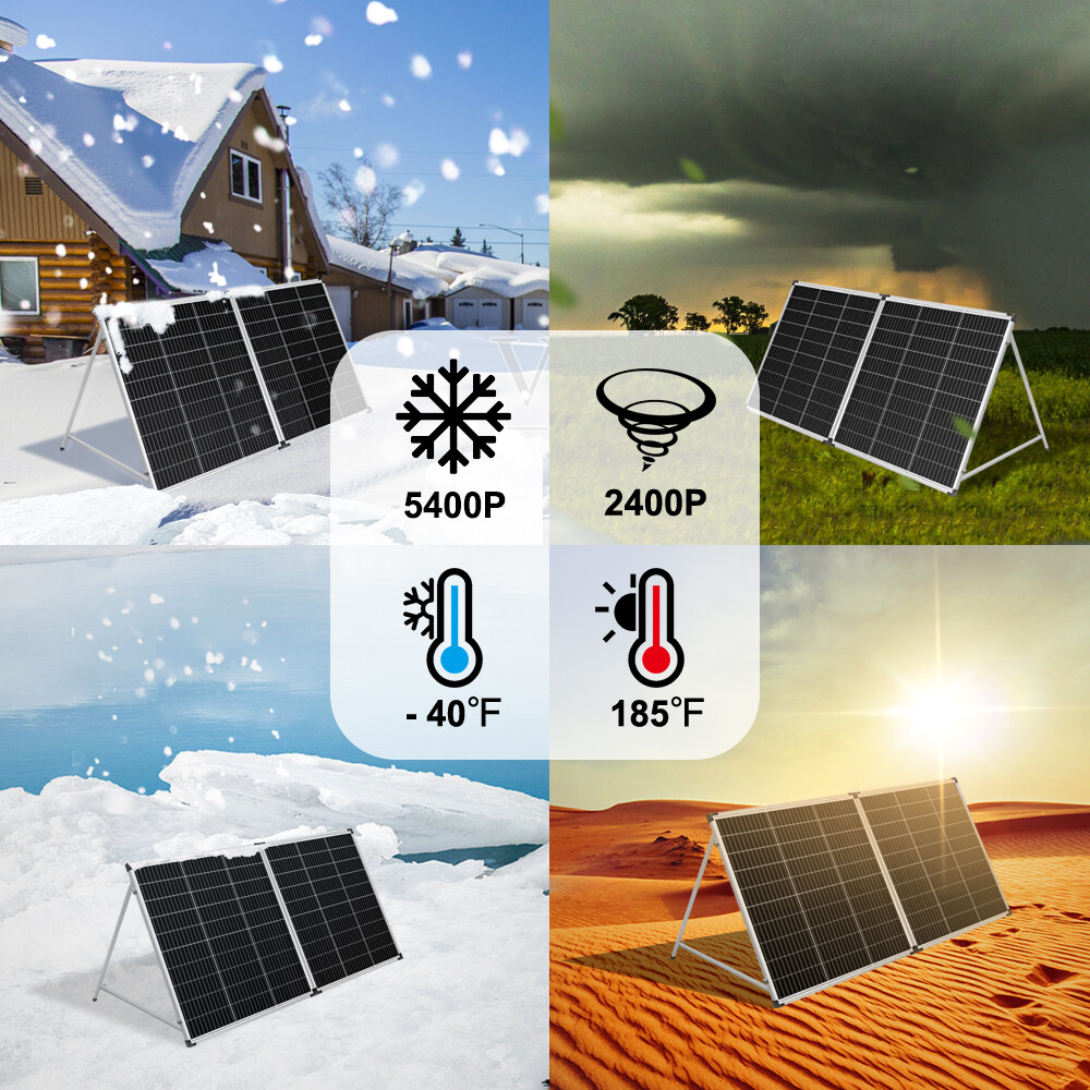 Portable 200W Solar Panel, Foldable & Rigid for Boat, RV, and Emergency Power