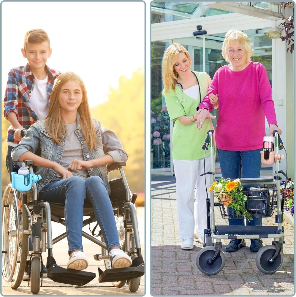 Stroller Cup Holder Adjustable Drink Holder with Phone Holder Universal Black