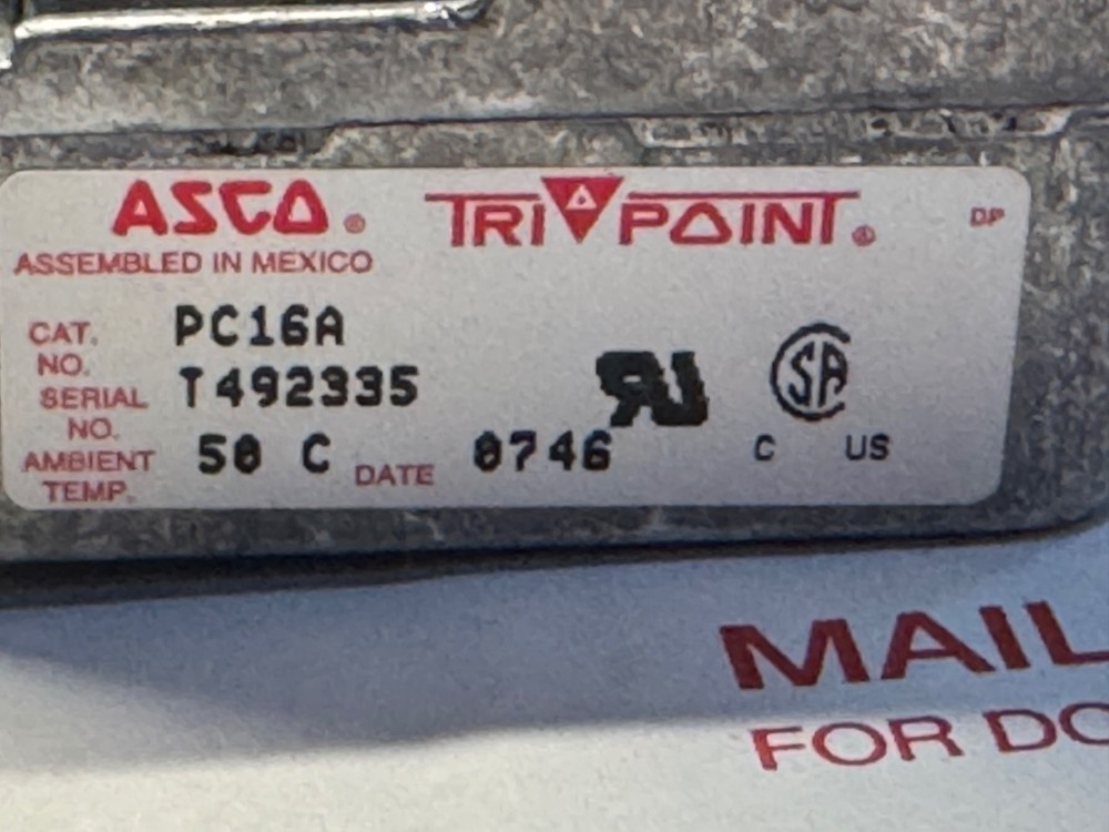 ASCO Pressure Switch - PC16A - New Open Box