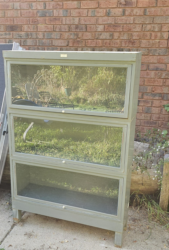 VINTAGE BOOKCASE GENERAL FIREPROOFING CO FREESTANDING BARRISTER 3 STACK INDUSTRI