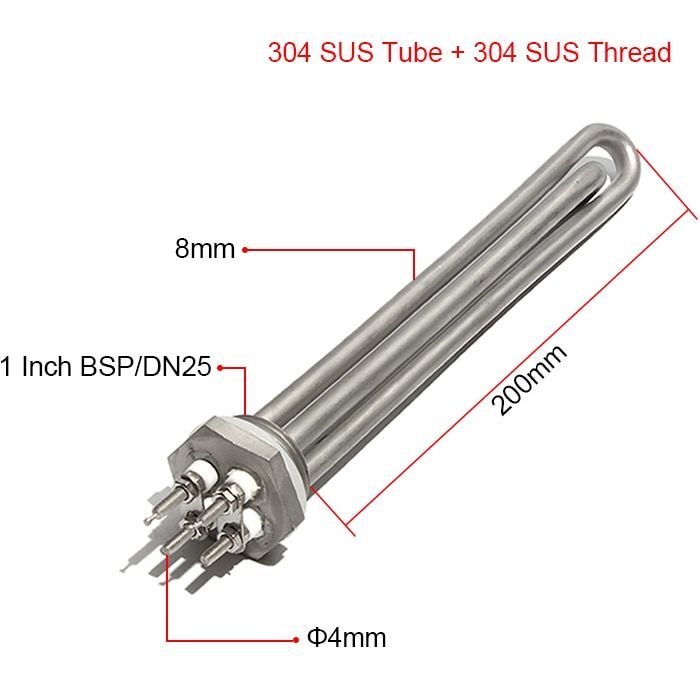 Solar Water Heater Thread DC 12-48V 200W-600W Stainless Steel Tubular Element