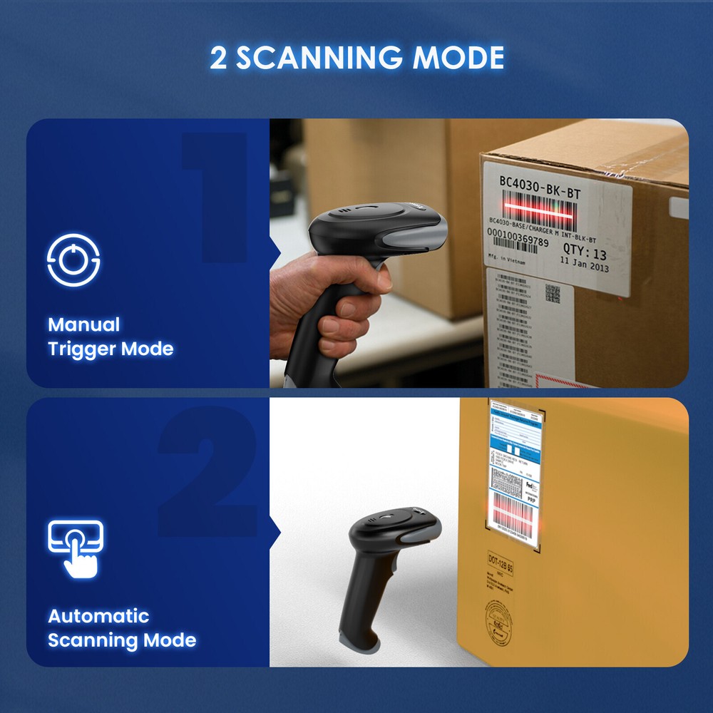 Eyoyo 2D Wireless Barcode Scanner Fast Speed 220 /sec,32Bit CPU Decoding Ability