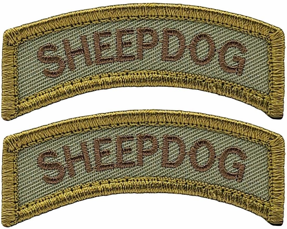 Sheepdog Tab Embroidered Tab Rocker PATCH  | 2PC HOOK BACKING    2.75"x0.75"