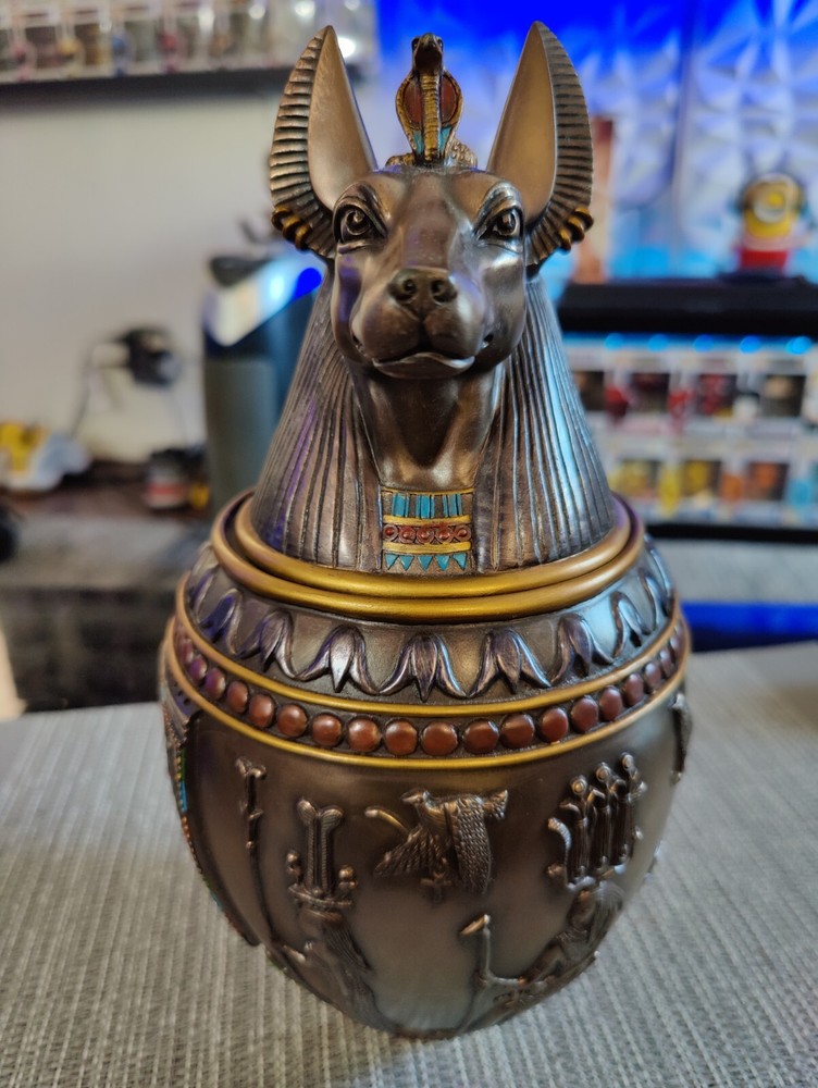 large egyptian anubis pet ashes urn (read description please)