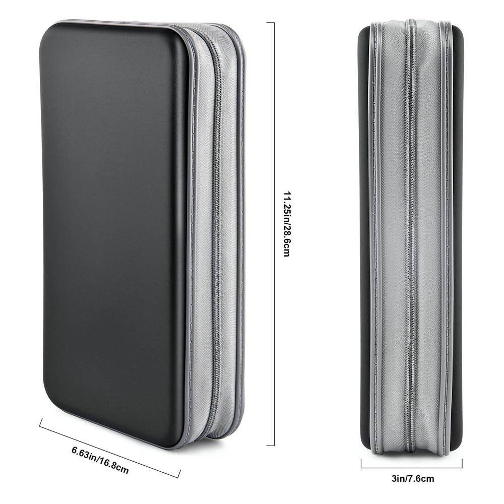 CD Case holder 80 Capacity CD/DVD Case Holders Wallet Hard Plastic, Black
