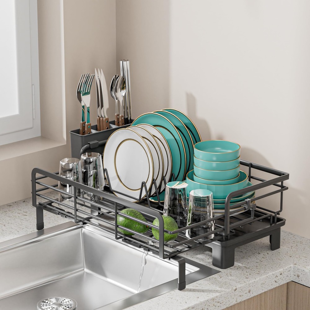 Small Dish Drying Rack - Extendable Dish Rack for Kitchen Counter, Rustproof ...