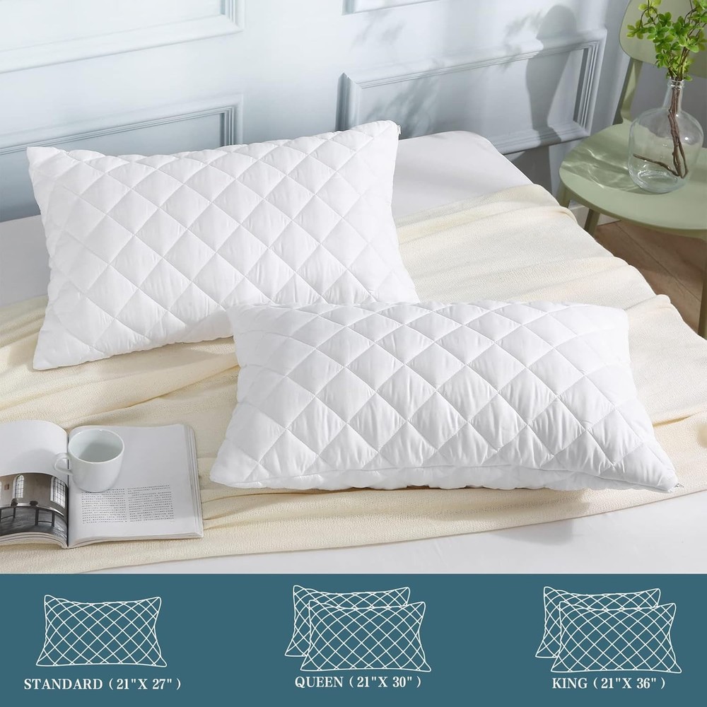 UNILIBRA Waterproof Pillow Protector Quilted Standard Protector, White
