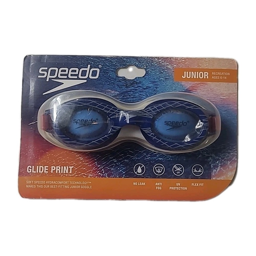 Speedo Glide Print Junior Ages 6/14 Blue Red