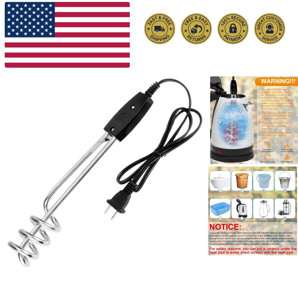 1000W-110V Immersion Water Heater-10in Electric Water Heater, Portable Submer...