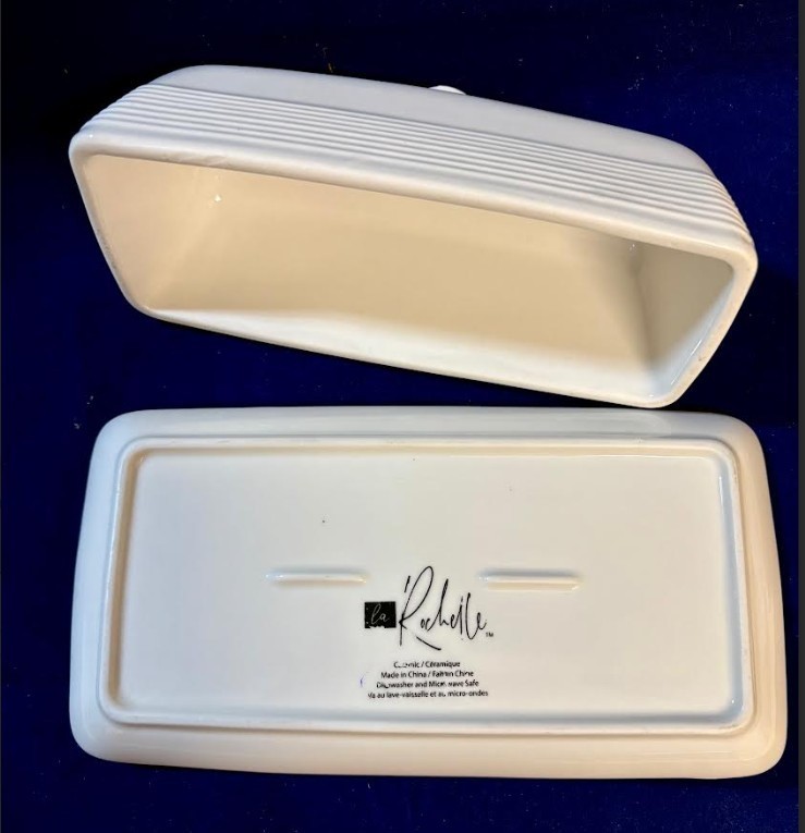 Retro White La Rochelle Ceramic Collection Covered Butter Dish