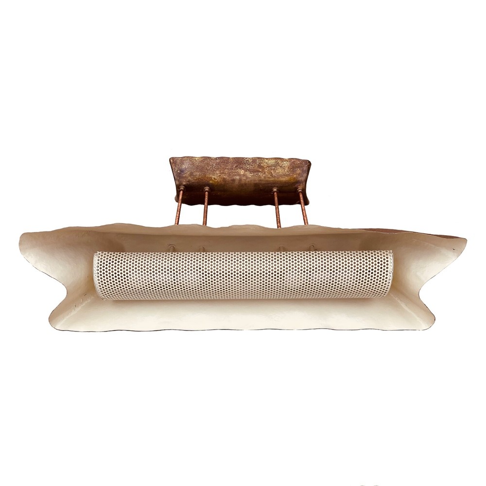 Mid Century - Brutalist - Patinated Brass Pool Table Light - 46" long