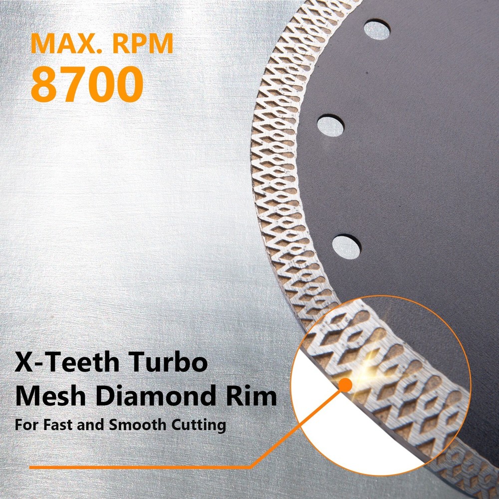 POWERTEC 7" Diamond Blade for Tile Saw, Cutting Tile Granite Marble Thin Masonry