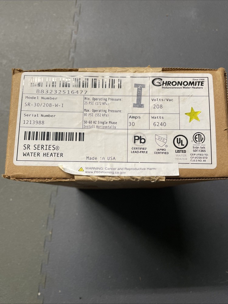 Chronomite Labs SR-30/208-W-I Electric Tankless Water Heater - White