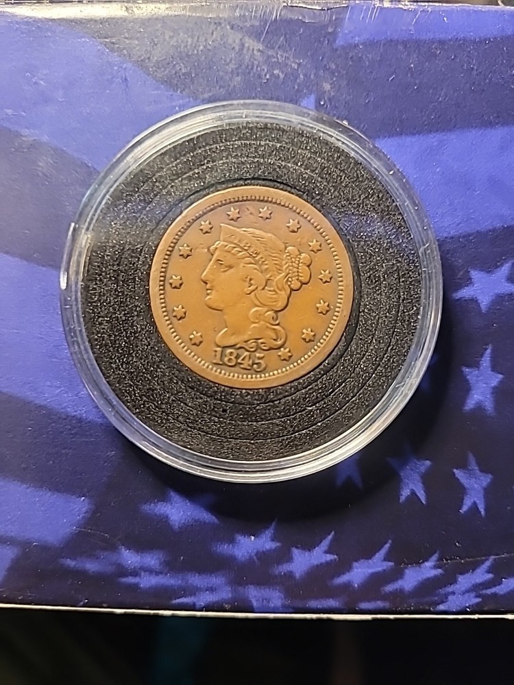 1845 Braided Haired Large One Cent Coin