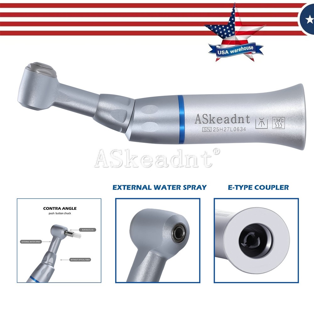 ASkeadnt Dental Low Slow Speed Push Button Contra Angle Handpiece E-type