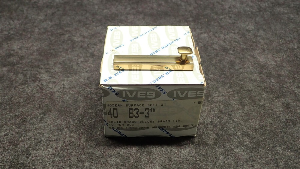 Ives By Schlage 40B3 3" Surface Bolt Solid Brass Bright Brass Square Knob (G12)