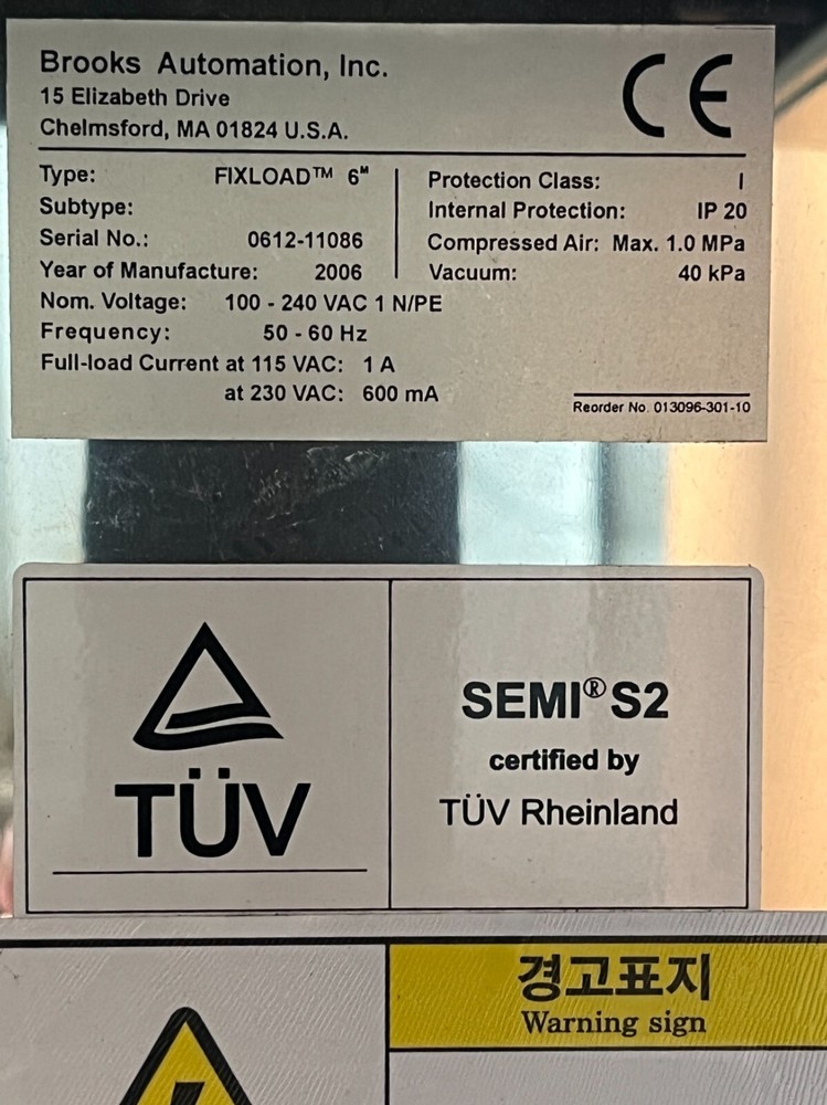 As-Is BROOKS LOAD PORT FIXLOAD 6 (0612-11086)