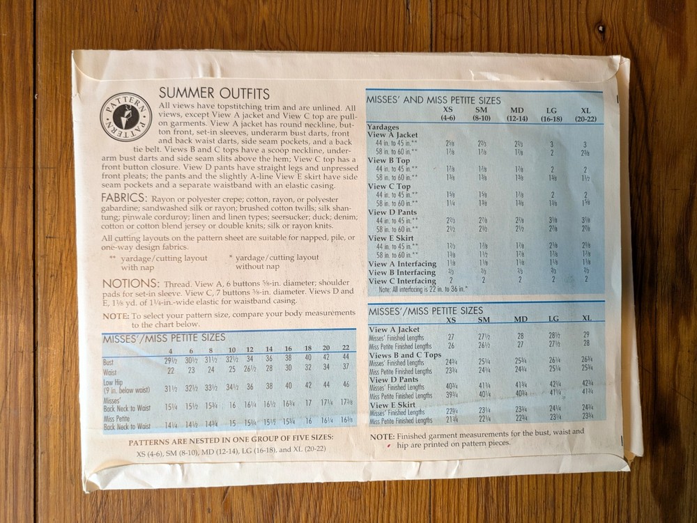 Sewing Step By Step Pattern Summer Outfits Uncut 4-22