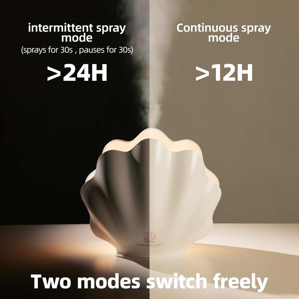 Essential Oil Diffuser 260ML, Shell Aroma with Remote Control, White