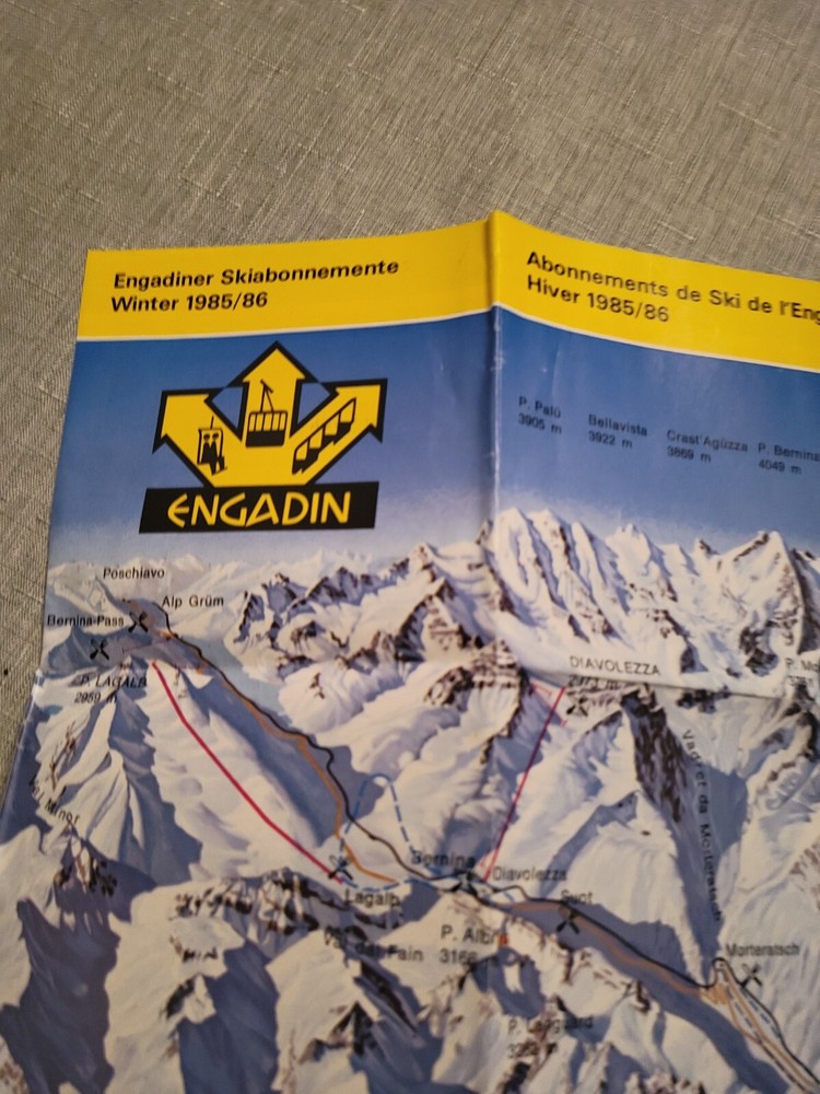 Engadin Ski Map Winter 1985/86 Used, Good.
