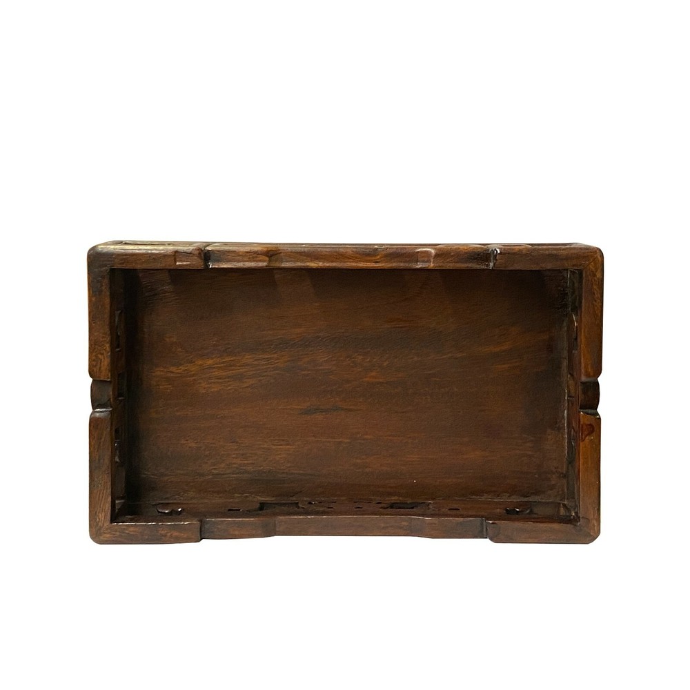 Chinese Brown Wood Scroll Rectangular Table Top Stand Display Easel ws1933