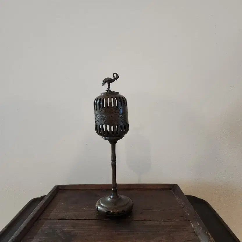 Vintage Bronze Crane Incense Burner