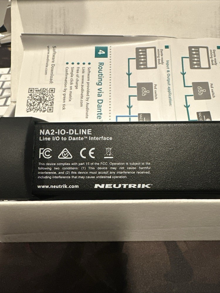Neutrik NA2-IO-DLINE PoE Powered 2x2 Analog XLR Dante Interface
