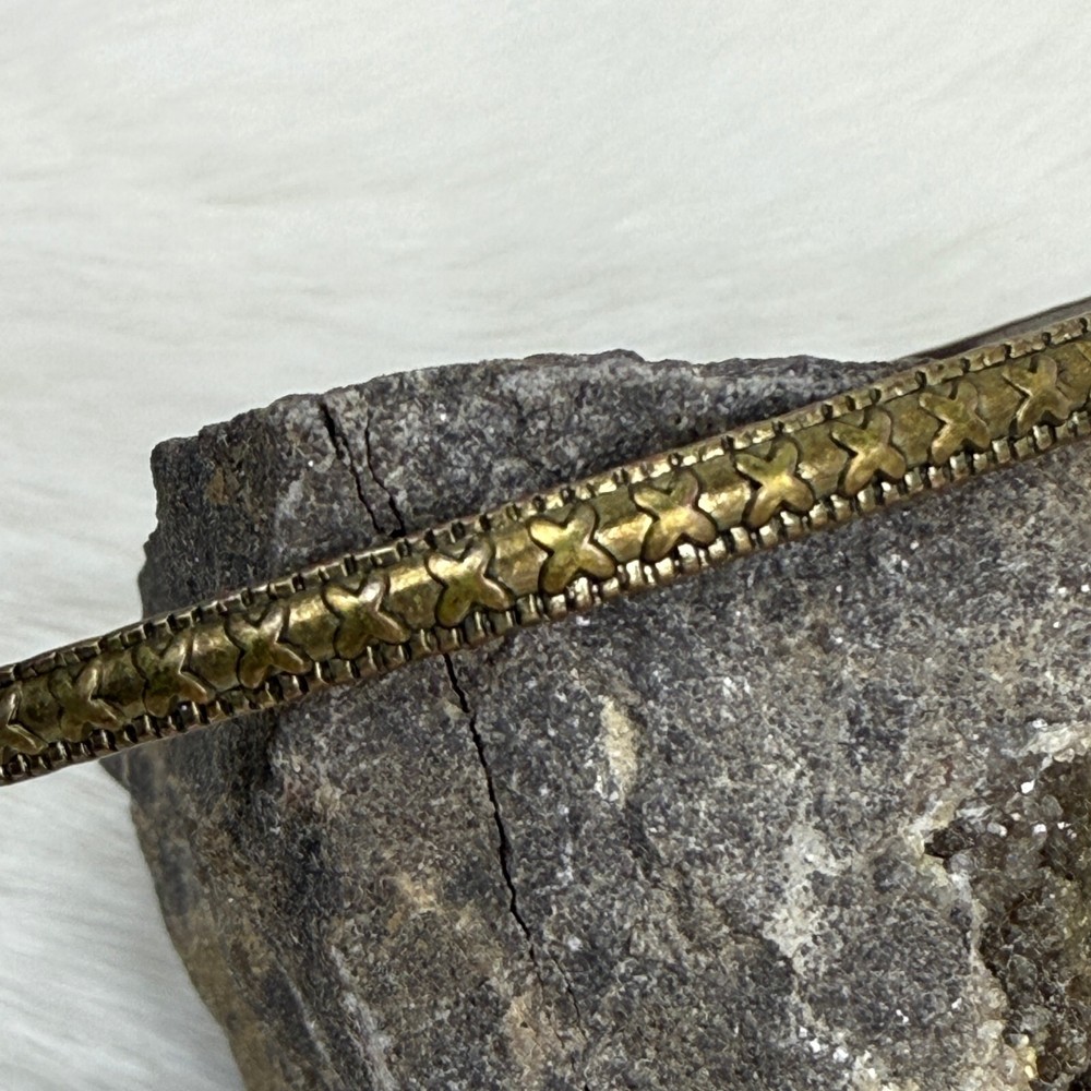 Gold Tone Textured Bangle Bracelet 7.5"