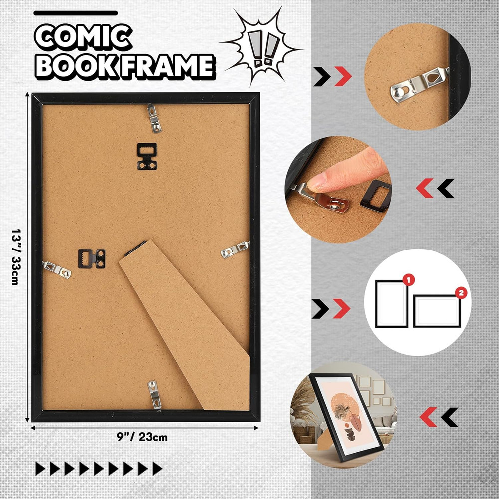 16 Pack Comic Book Frame, UV Protection, Comic Picture Magazine Frames Fits Curr